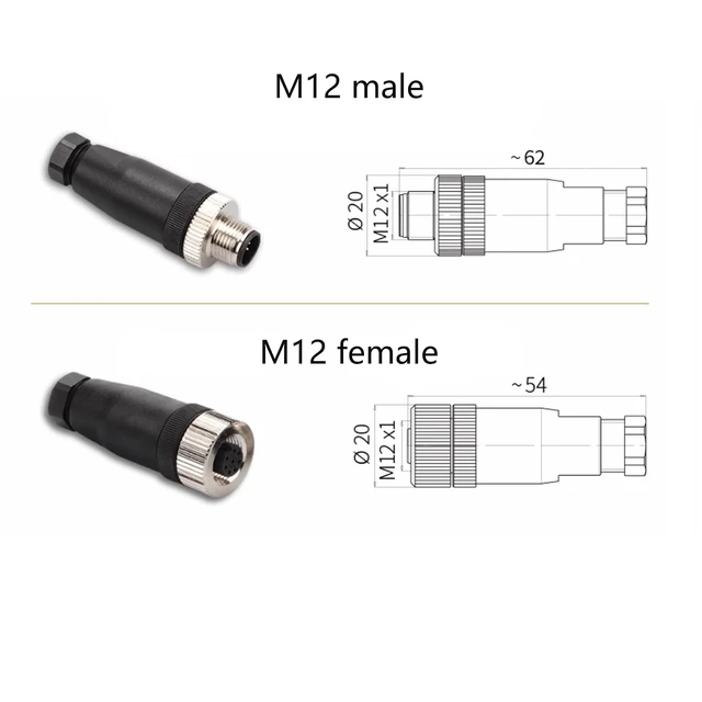 Alt view image 4 of 7 - 5 Pcs M12 8-Pin A-Code Male Connector, IP67 Waterproof Field Assembly Unshielded Straight for PG7 Cable, 60V 4A