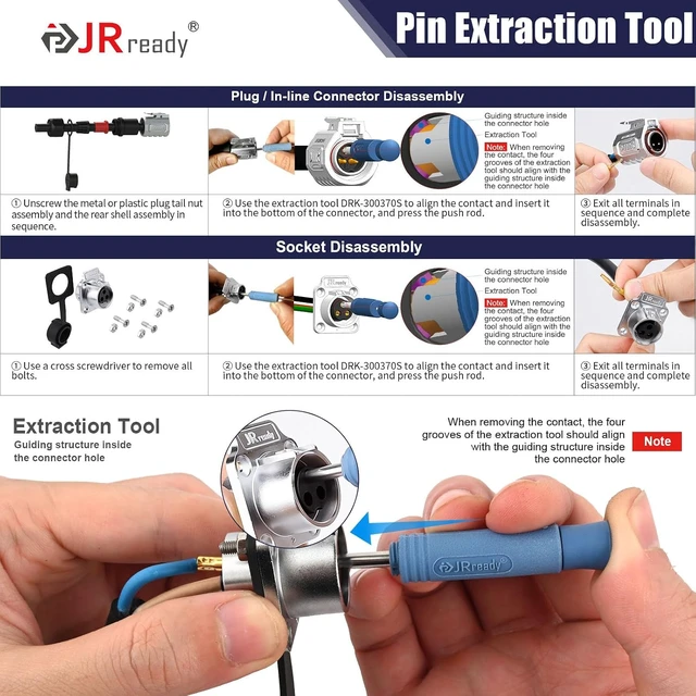 Alt view image 6 of 7 - 3-Pin Circular Aviation Connector Kit, IP68 Screw Lock Socket