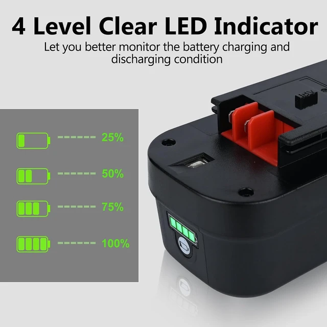 Alt view image 7 of 7 - 18V 7.0Ah HPB18 Lithium Battery, Replacement for Black & Decker 244760-00, A1718, A18, A18E, A18NH, HPB18-OPE, FS180BX, FS18BX, FS18FL, FSB18 Firestorm