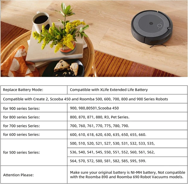 Alt view image 3 of 5 - 4500mAh X-Life Extended Ni-MH Battery, iRobot Roomba R3 400/500/600/700 Series Replacement 530 531 532 540 550 560 570 620 630 650 660 760 770 780 790