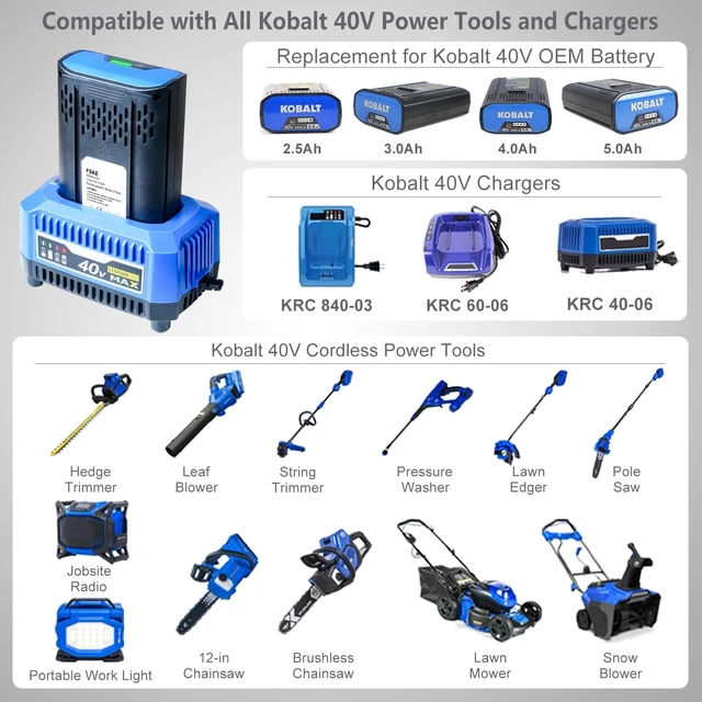 Alt view image 4 of 6 - 6000mAh Kobalt 40V Battery Replacement, 2 Packs