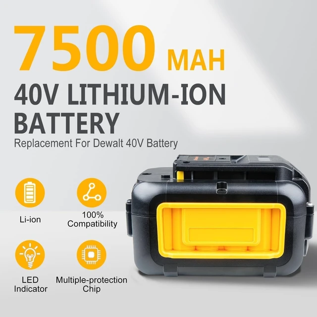 Alt view image 2 of 6 - 7.5Ah Dewalt 40V Battery Replacement for DCB404/DCB406/DCB407/DCB114