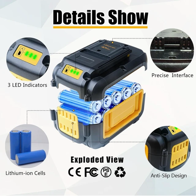 Alt view image 4 of 6 - 7.5Ah Dewalt 40V Battery Replacement for DCB404/DCB406/DCB407/DCB114