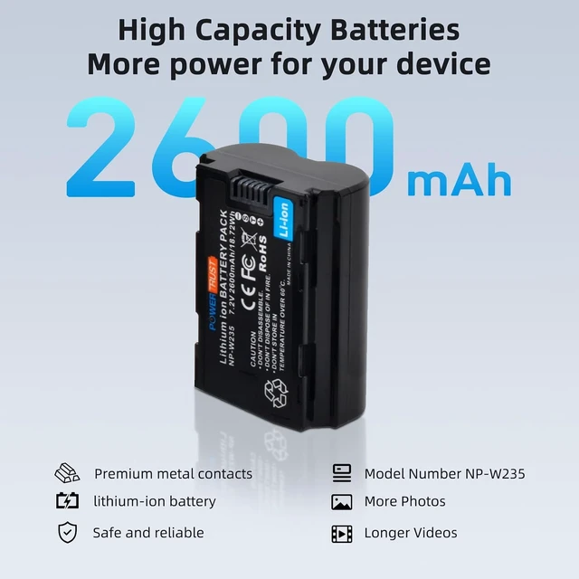 Alt view image 3 of 7 - 2-Pack NP-W235 Battery with 20W Fast Charger