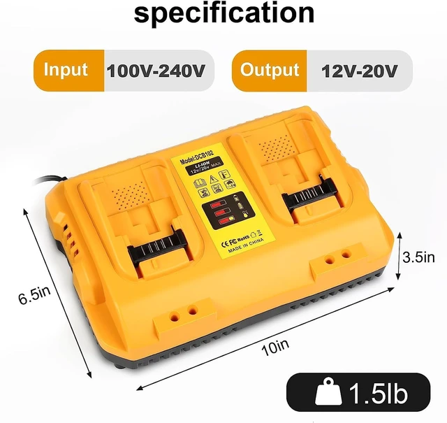 Alt view image 7 of 7 - DCB102 20V Max Dual Battery Charger, Replacement Dewalt 12/20V Charging Station
