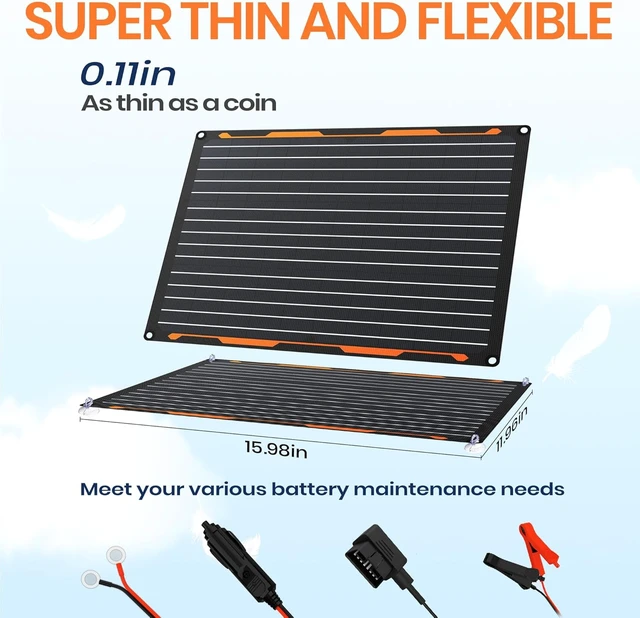 Alt view image 3 of 7 - 20W 12V Solar Panel Battery Trickle Charger Maintainer Kit