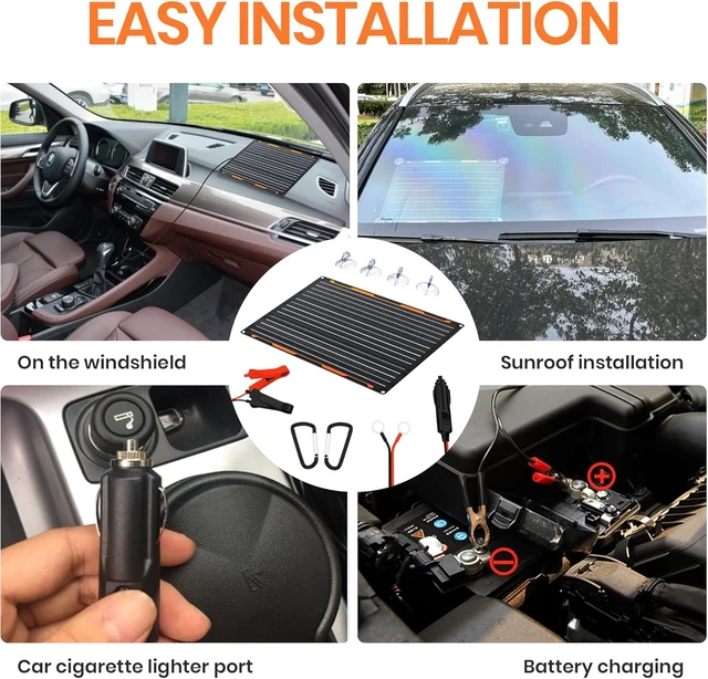 Alt view image 5 of 7 - 20W 12V Solar Panel Battery Trickle Charger Maintainer Kit