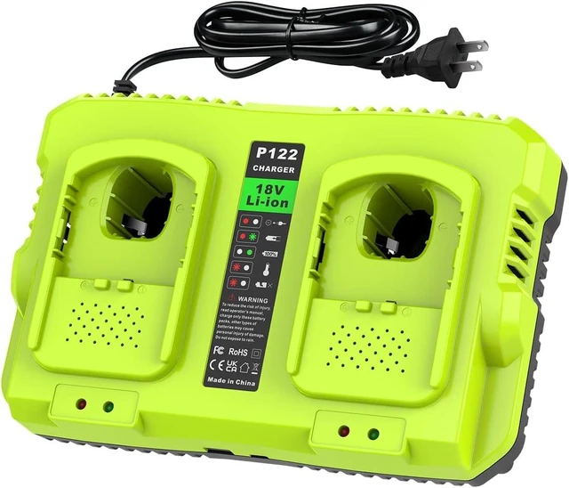 Main image of P117 Dual-Port Rapid Charger for Ryobi 12V-18V One+ Lithium Batteries, Replaces 18V Charger, P100/P102/P103/P105/P107/P108/P190/PBP005/PBP006/PBP2005