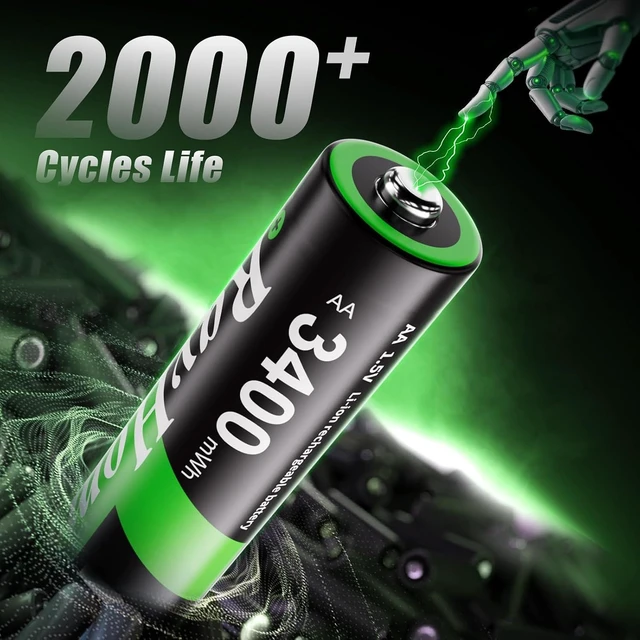 Alt view image 3 of 7 - Rechargeable 8 AA & 8 AAA Lithium Batteries with 16-Slot Li-ion Charger