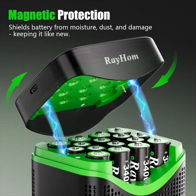 Alt view image 5 of 7 - Rechargeable 8 AA & 8 AAA Lithium Batteries with 16-Slot Li-ion Charger
