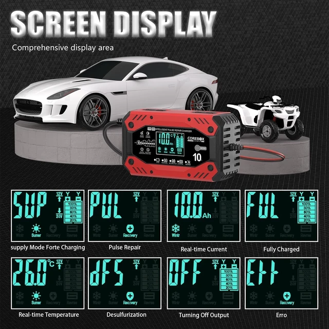 Alt view image 5 of 7 - 10-Amp 12V/24V Smart Trickle Battery Charger for Cars