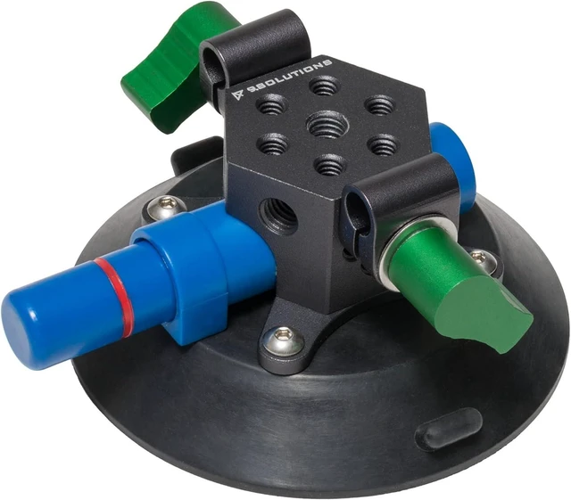 Main image of 9.VB5105 Industrial Power-Grip Suction Plate, Unique Cheese Block with 3/8" Rod Clamps on Any Side for Car Mount
