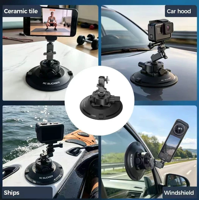 Alt view image 3 of 7 - 6" Suction Cup Camera Mount with Ball Head Magic Arm - RC6001AP