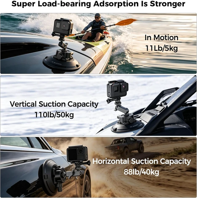 Alt view image 4 of 7 - 6" Suction Cup Camera Mount with Ball Head Magic Arm - RC6001AP