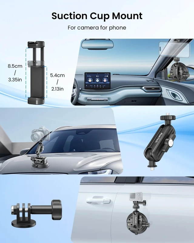 Alt view image 2 of 7 - 4" Suction Cup Mount with Magic Arm for GoPro & Insta360 Action Cams