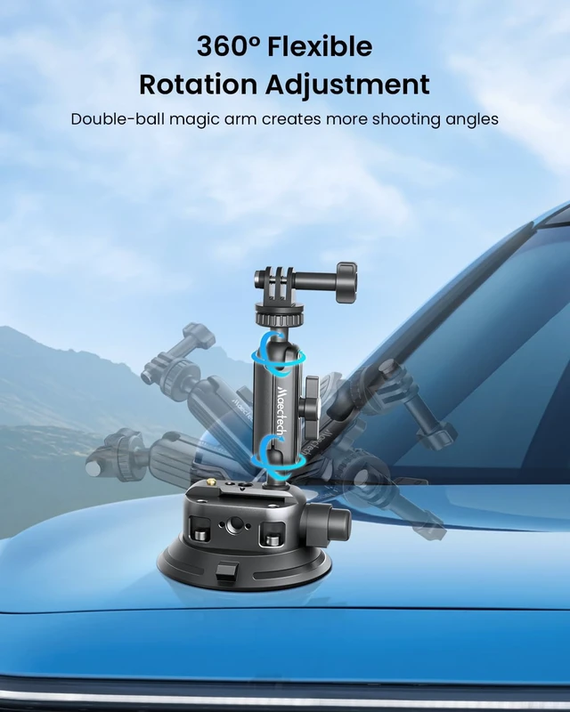 Alt view image 3 of 7 - 4" Suction Cup Mount with Magic Arm for GoPro & Insta360 Action Cams