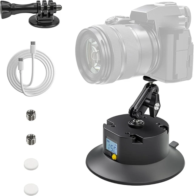 Main image of 6" Electric Suction Cup Camera Mount Kit with Display, 5KG Max Load