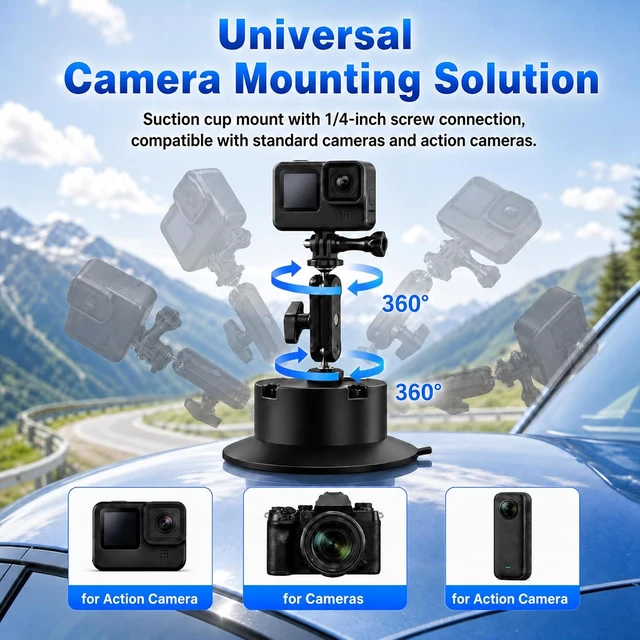 Alt view image 6 of 7 - 6" Electric Suction Cup Camera Mount Kit with Display, 5KG Max Load