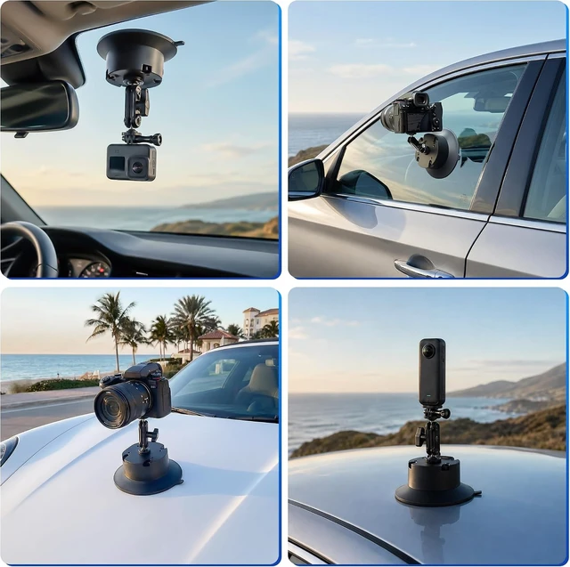 Alt view image 7 of 7 - 6" Electric Suction Cup Camera Mount Kit with Display, 5KG Max Load