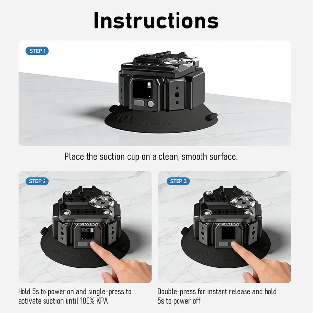 Alt view image 7 of 7 - MOVMAX 4.5" Solar Electric Suction Cup Mount for DSLR & Action Cameras