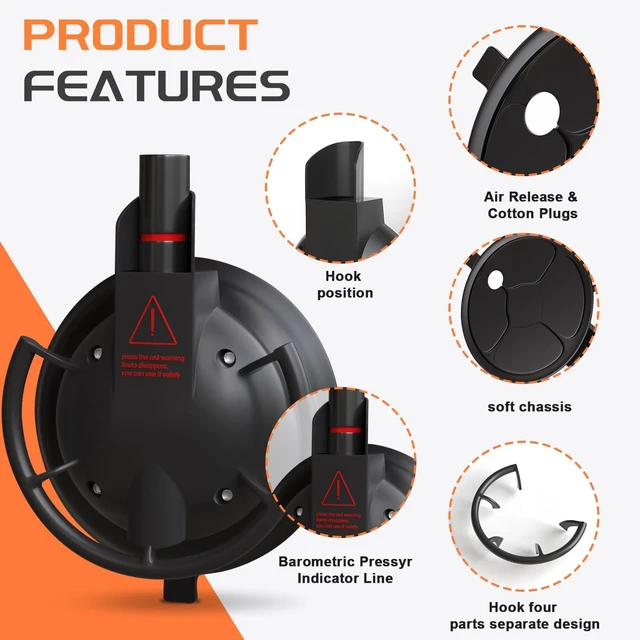 Alt view image 2 of 6 - 5.2" Air Pumped Suction Cup Tie-Down Anchors, 220Lb Heavy-Duty Vacuum Holder for Car Camping Tarps, Awnings, Surfboards & Tents