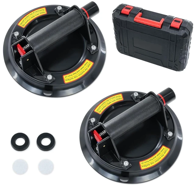 Main image of 2 Pack 8" Heavy-Duty Glass Suction Cups, 880lbs Max Load for Lifting Glass, Tile, Granite & Marble