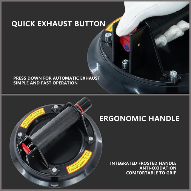 Alt view image 2 of 6 - 2 Pack 8" Heavy-Duty Glass Suction Cups, 880lbs Max Load for Lifting Glass, Tile, Granite & Marble