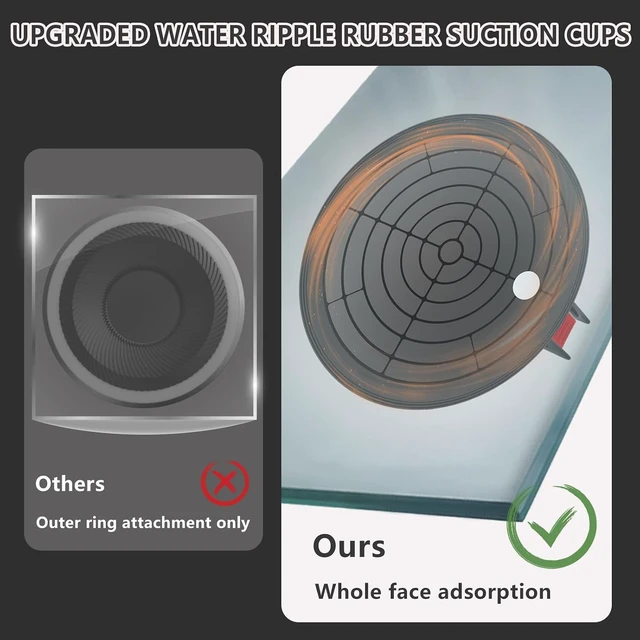 Alt view image 3 of 6 - 2 Pack 8" Heavy-Duty Glass Suction Cups, 880lbs Max Load for Lifting Glass, Tile, Granite & Marble