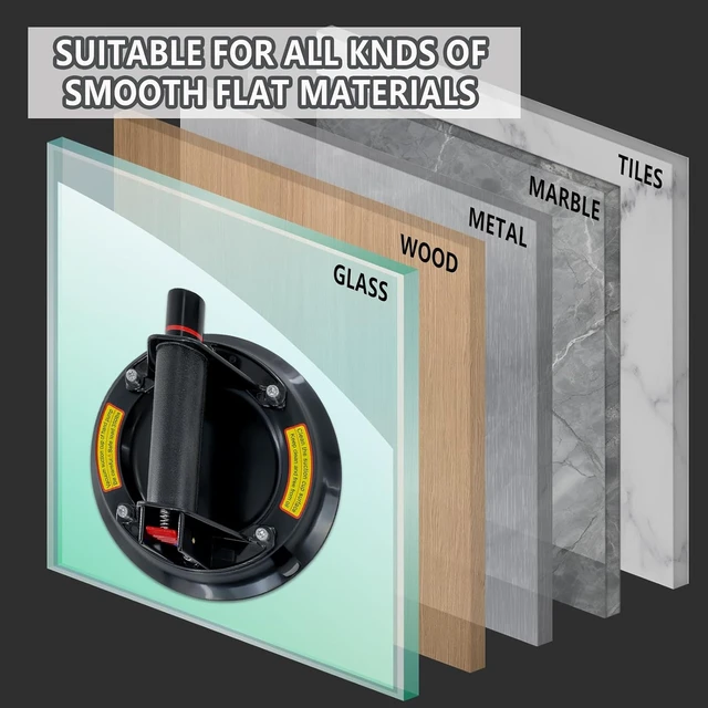 Alt view image 5 of 6 - 2 Pack 8" Heavy-Duty Glass Suction Cups, 880lbs Max Load for Lifting Glass, Tile, Granite & Marble