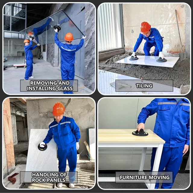 Alt view image 6 of 6 - 2 Pack 8" Heavy-Duty Glass Suction Cups, 880lbs Max Load for Lifting Glass, Tile, Granite & Marble