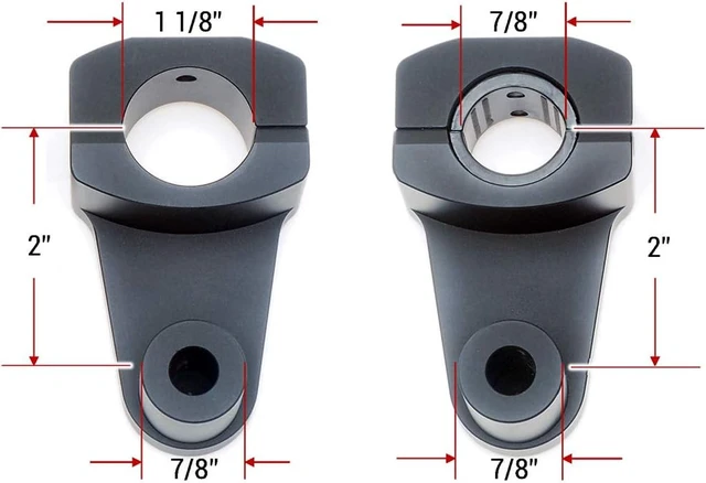 Alt view image 3 of 6 - Pivoting CNC Aluminum Handlebar Risers, 2" Height Rise for 7/8" & 1-1/8" Handlebars, Fits 7/8" Stem Clamp, Black