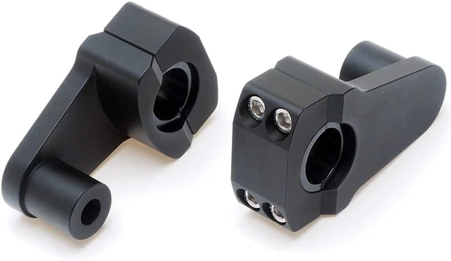 Alt view image 5 of 6 - Pivoting CNC Aluminum Handlebar Risers, 2" Height Rise for 7/8" & 1-1/8" Handlebars, Fits 7/8" Stem Clamp, Black
