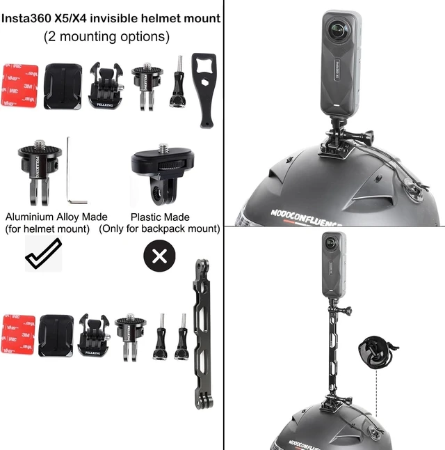 Alt view image 3 of 7 - Bike/Motorcycle Handlebar Mounting Bundle for Insta360 X5/X4 & Action 5 Pro/4/3, Includes 360° Handlebar Mount, 1/4" Adapter, Helmet Stick, Backpack Clip & Screen Protector