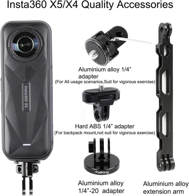 Alt view image 5 of 7 - Bike/Motorcycle Handlebar Mounting Bundle for Insta360 X5/X4 & Action 5 Pro/4/3, Includes 360° Handlebar Mount, 1/4" Adapter, Helmet Stick, Backpack Clip & Screen Protector