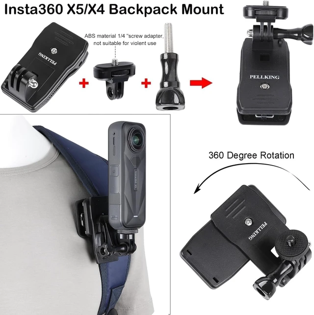 Alt view image 6 of 7 - Bike/Motorcycle Handlebar Mounting Bundle for Insta360 X5/X4 & Action 5 Pro/4/3, Includes 360° Handlebar Mount, 1/4" Adapter, Helmet Stick, Backpack Clip & Screen Protector