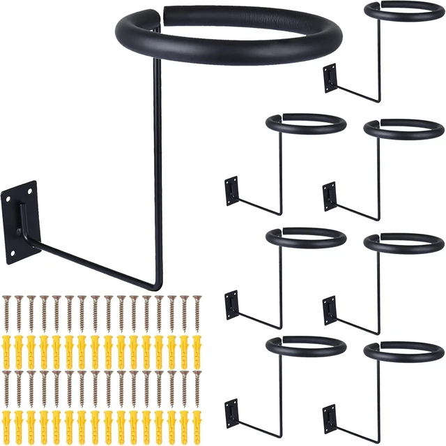 Main image of Wall-Mounted Motorcycle Helmet Holder Hanger, Multifunctional Metal Rack with Sponge Tubes & Expansion Screws