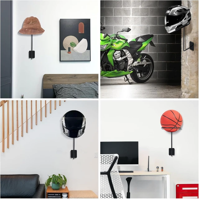 Alt view image 7 of 7 - Wall-Mounted Motorcycle Helmet Holder Hanger, Multifunctional Metal Rack with Sponge Tubes & Expansion Screws