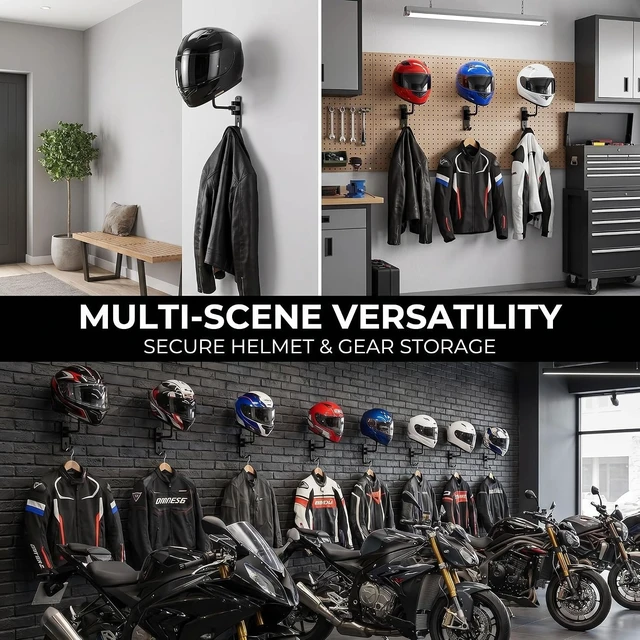 Alt view image 6 of 7 - Wall Mount Motorcycle Helmet Holder, Metal Hanger