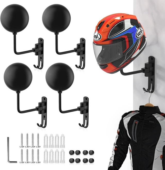 Main image of 180° Swivel Wall Mount Helmet Hanger for Motorcycle, Bike, Racing & Sports Gear