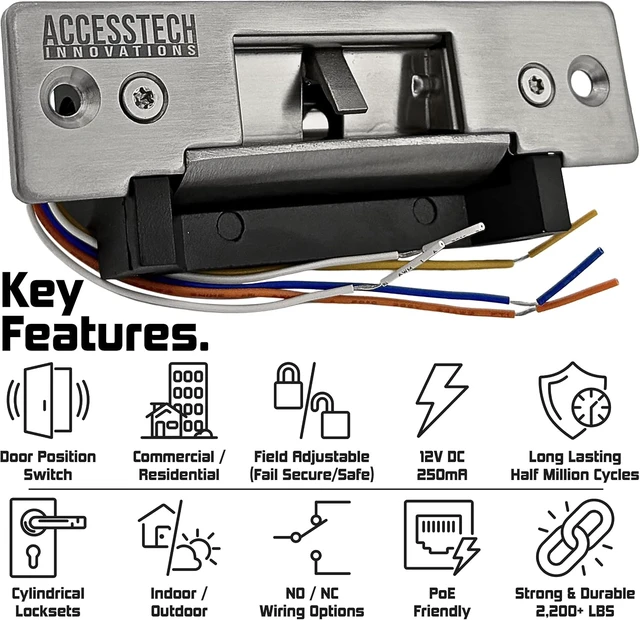 Alt view image 3 of 7 - Heavy-Duty ANSI Standard Electric Strike Door Lock with Signal Output & Door Position Indicator for Access Control