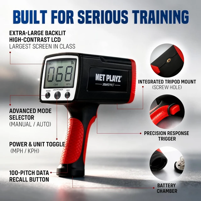 Alt view image 4 of 7 - Velocity X Baseball Speed Radar for Pitchers, Narrow Beam Accurate Pitch Tracking, Continuous/Single Speed Mode, 100 Reading Recall