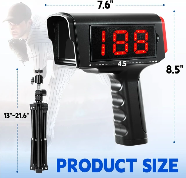 Alt view image 2 of 7 - FITPLAY Baseball Radar Gun with Tripod & LED+LCD Large Display