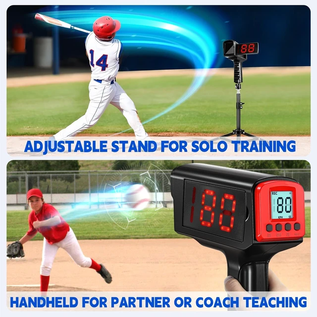 Alt view image 4 of 7 - FITPLAY Baseball Radar Gun with Tripod & LED+LCD Large Display