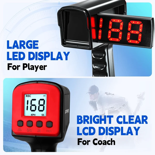 Alt view image 5 of 7 - FITPLAY Baseball Radar Gun with Tripod & LED+LCD Large Display