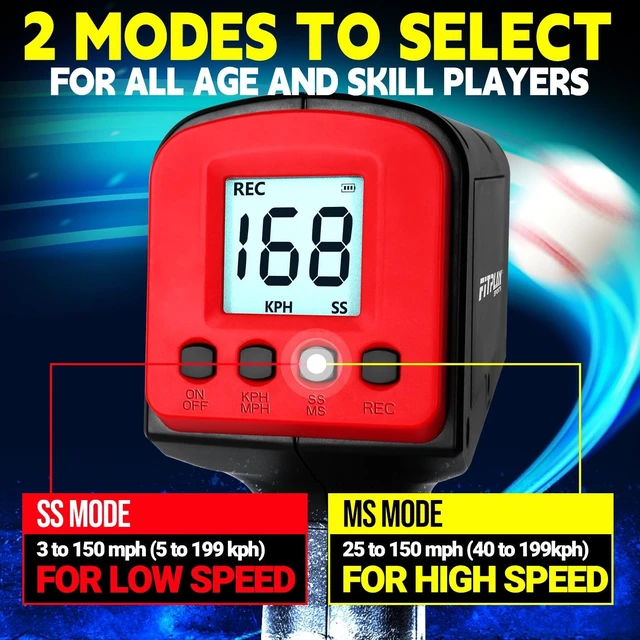 Alt view image 6 of 7 - FITPLAY Baseball Radar Gun with Tripod & LED+LCD Large Display