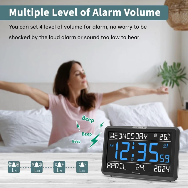 Alt view image 4 of 7 - Large Digital Clock with Date & Day of Week for Seniors