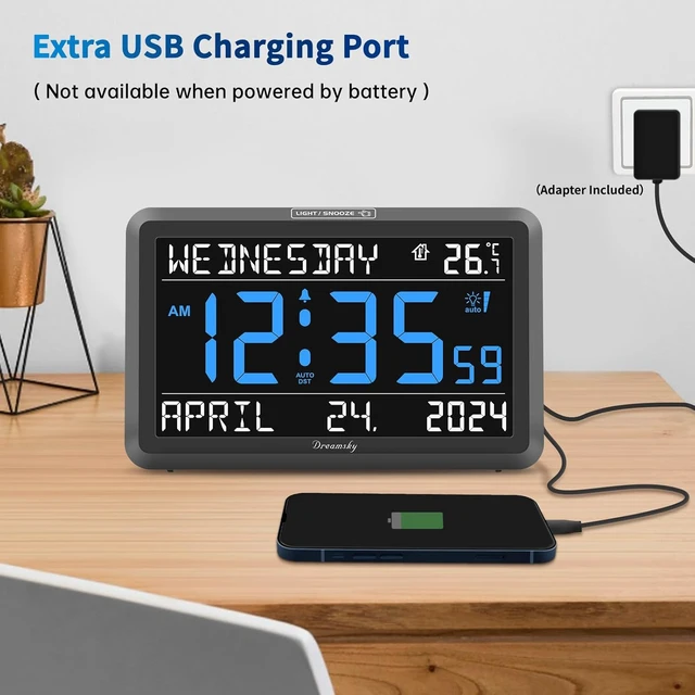 Alt view image 5 of 7 - Large Digital Clock with Date & Day of Week for Seniors