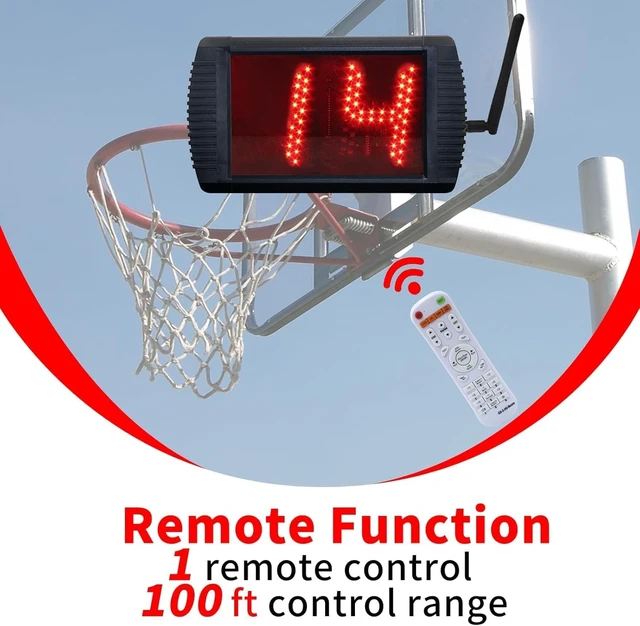 Alt view image 2 of 6 - 5" LED Basketball Shot Clock Timer, Custom Countdown (12/14/20/24/30 Sec), Portable with Remote Control & Buzzer for Basketball Courts