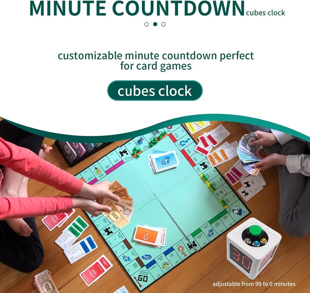 Alt view image 3 of 7 - GANXIN Poker Shot Clock, 4-Sides Cube Countdown Timer for Poker/Casino/Chess, 20/30 Sec & Custom Time (Small,White)