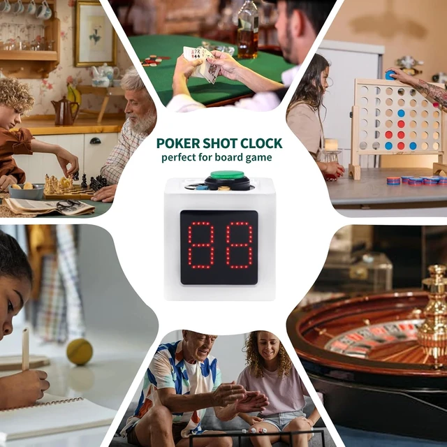 Alt view image 7 of 7 - GANXIN Poker Shot Clock, 4-Sides Cube Countdown Timer for Poker/Casino/Chess, 20/30 Sec & Custom Time (Small,White)